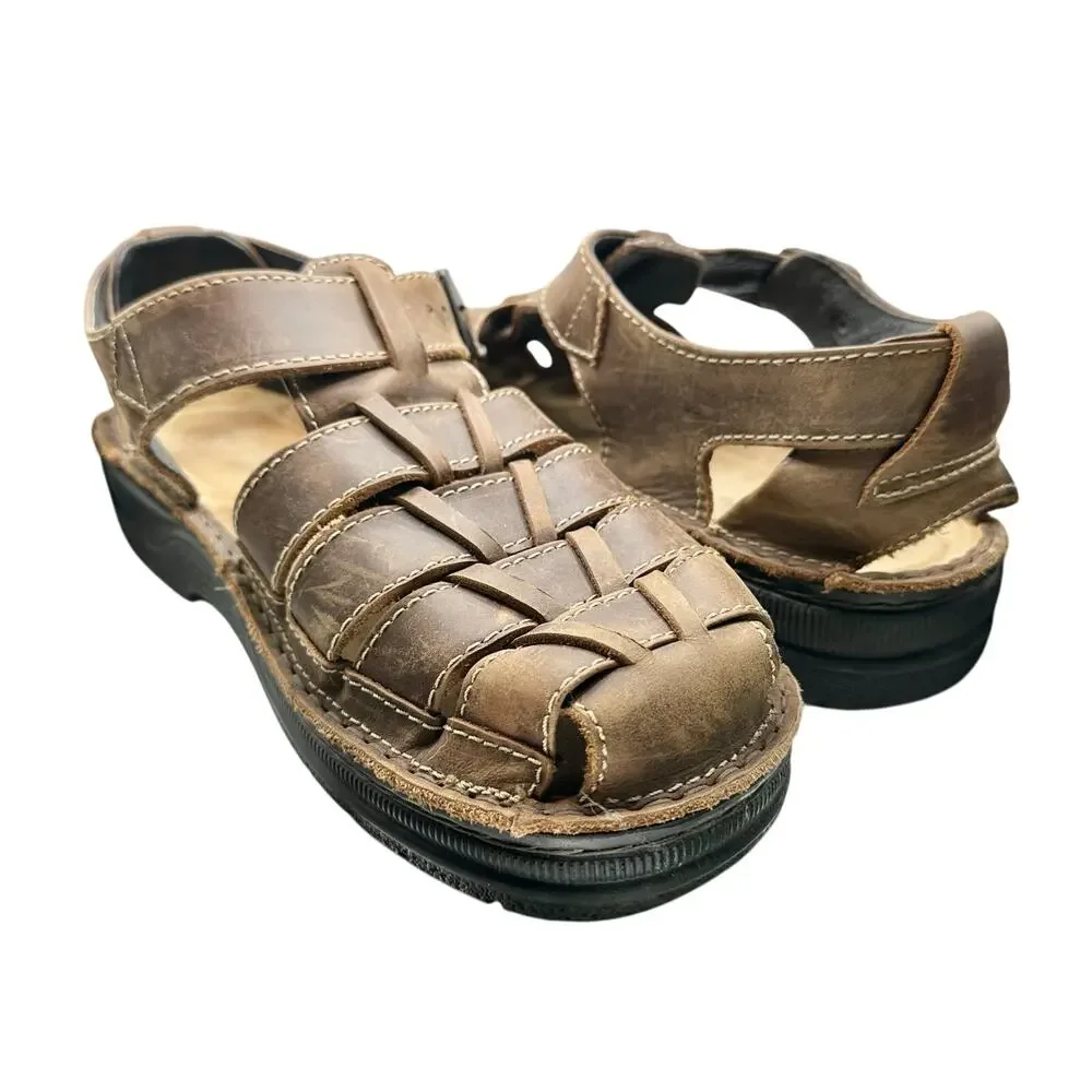 NAOT | Men | Julius Brown Leather Fisherman Buckle Strap Sandals | EU 46 US 13
